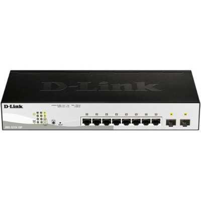 Коммутатор D-Link DGS-1210-10P/FL2A, 8×1 Гбит/с + 2×1 Гбит/с SFP, настраиваемый