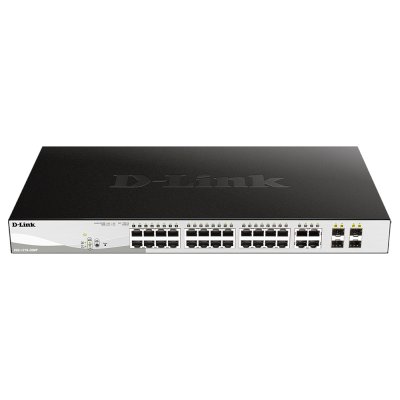 Коммутатор D-Link DGS-1210-28MP/FL1A, 24×1 Гбит/с + 4×1 Гбит/с Combo, настраиваемый