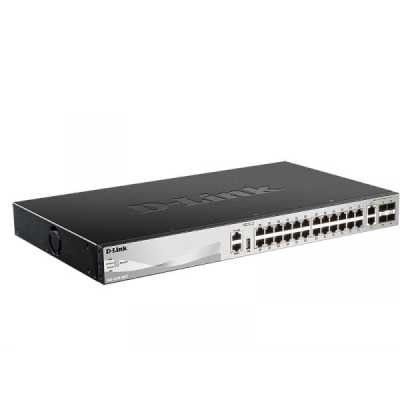 Коммутатор D-Link DGS-3130-30TS/B1A (L3) 24x1Гбит/с 2x10Гбит/с 4xКомбо(10GBase-T/SFP+) 4SFP+ управля