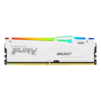 Оперативная память Kingston Fury Beast, DDR5, 32Gb (1x32GB), 5600MHz, CL36, DIMM, радиатор, RGB, белый