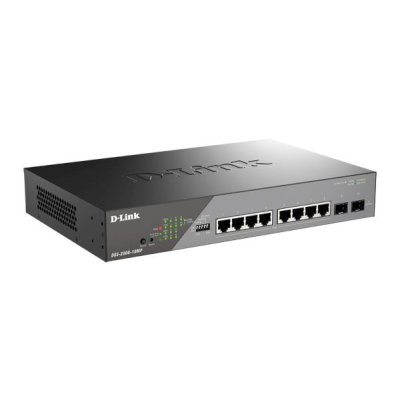Коммутатор D-Link DSS-200G-10MP/A1A, 8×1 Гбит/с + 2×1 Гбит/с SFP, настраиваемый