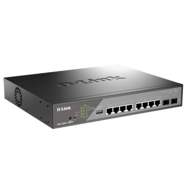 Коммутатор D-Link DSS-200G-10MPP/A1A, 8×1 Гбит/с + 2×1 Гбит/с SFP, настраиваемый