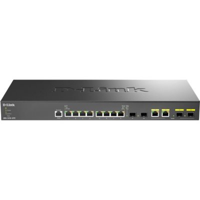 Коммутатор D-Link DXS-1210-12TC/B1A, 8×10 Гбит/с + 2×10 Гбит/с SFP+ + 2×10 Гбит/с Combo, управляемый
