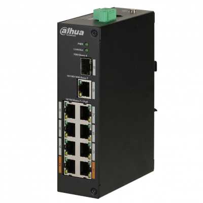 Коммутатор Dahua DH-PFS3110-8ET-96, 8×100 Мбит/с + 2×1 Гбит/с, неуправляемый