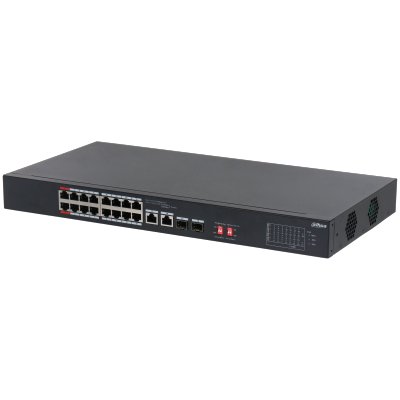 Коммутатор Dahua DH-S3218-16ET-190, 16×100 Мбит/с + 2×1 Гбит/с Combo, неуправляемый