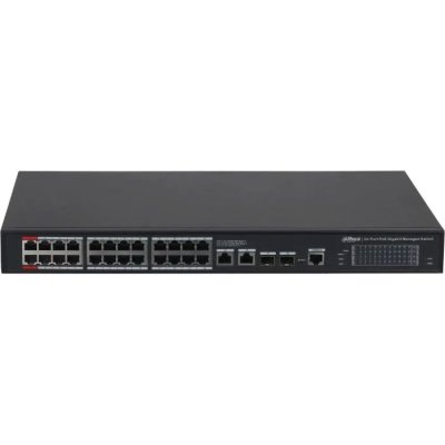 Коммутатор Dahua DH-S4228-24GT-240, 24×1 Гбит/с PoE + 2×1 Гбит/с + 2×1 Гбит/с SFP, управляемый