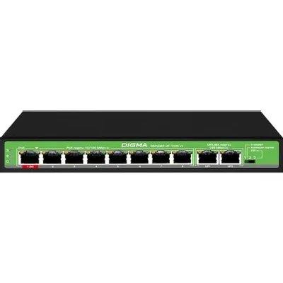 Коммутатор Digma DSP208F-2F-T120 V1, 10×100 Мбит/с, неуправляемый