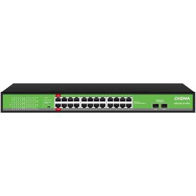 Коммутатор Digma DSP224G-2S-R400, 24×1 Гбит/с + 2×1 Гбит/с SFP, неуправляемый