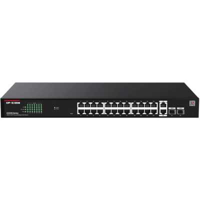 Коммутатор Web smart IP-COM G2228P-24-410W с 26 гигабитными портами и 2 SFP-портоми, PoE 24х30Вт (до 370Вт)