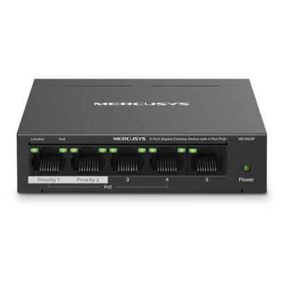 Коммутатор настольный Mercusys MS105GP с 5 гигабитными портами (4 порта PoE+)