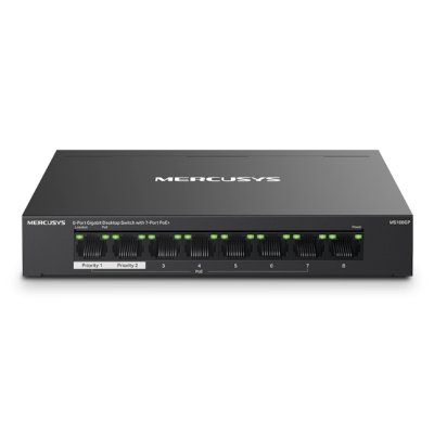 Коммутатор настольный Mercusys MS108GP с 8 гигабитными портами (7 портов PoE+)