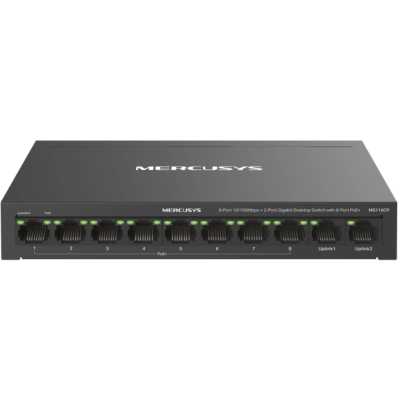 Коммутатор настольный Mercusys MS110CP с 8 портами PoE+ 10/100 Мбит/c и 2 гигабитными портами
