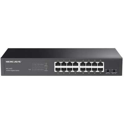 Коммутатор Mercusys MS116GS с 16 гигабитными портами для размещения на столе или в стойке