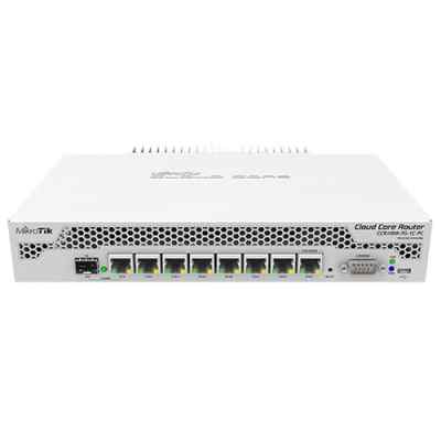 Маршрутизатор Mikrotik CCR1009-7G-1C-PC with Tilera Tile-Gx9 CPU (9-cores, 1Ghz per core), 1Gb RAM, 7xGbit LAN, 1x Combo port (1xGbit LAN or SFP), RouterOS L6, passive cooling desktop enclosure, rackmount ears, PSU