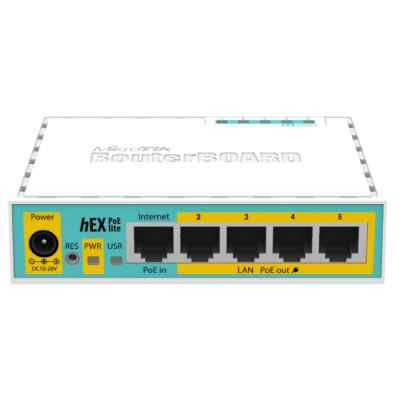 Маршрутизатор MikroTik RB750UPr2 hEX PoE lite 5x Ethernet, раздача PoE, 650 МГц ЦП, 64 МБ 5-портовый 100-Мбитный маршрутизатор с поддержкой PoE на 4-х портах