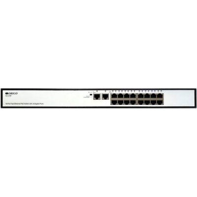 Коммутатор неуправляемый PoEORIGO OS1218P/190W/A1A 16x100Base-TX PoE+, 2x1000Base-T, PoE-бюджет 190 Вт, корпус металл