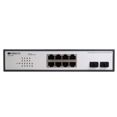 Коммутатор неуправляемый PoE ORIGO Unmanaged Switch 8x1000Base-T PoE, 2x1000Base-X SFP, PoE Budget 120W, 19" w/brackets