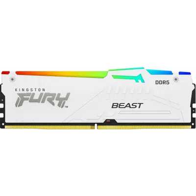 Оперативная память Kingston Fury Beast, DDR5, 32Gb (1x32Gb), 5600MHz, CL40, DIMM, с радиаторами, RGb, белый