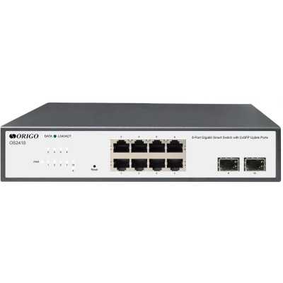 Коммутатор настраиваемый L2 8x1000Base-T, 2x1000Base-X SFP, комплект для установки в 19" стойку ORIGO OS2410/A1A