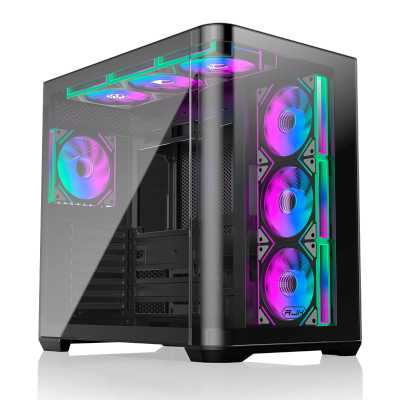 Корпус без блока питания/ Case Raijintek ATREUS BT7, Midi-Tower, TG, 7x120mm ARGB, 2xUSB-A 3.0 + 1xUSB Type-C , E-ATX, ATX, mATX, mITX Black