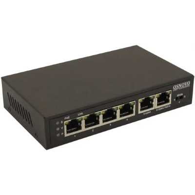Коммутатор Osnovo SW-20600/D удлинитель FE на 6 портов с питанием по PoE, 4 *10/100 Base-T PoE, 1 *10/100 Base-T Uplink с поддержкой питания по PoE (до 90W), 1 *10/100 Base-T Uplink, PoE на порт - до 30W, суммарно до до 87W