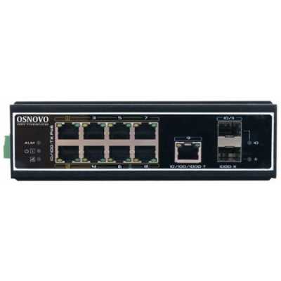 Коммутатор Osnovo SW-60812/I (L2) 8x100Мбит/с 1x1Гбит/с 2SFP 6PoE++ 300W неуправляемый