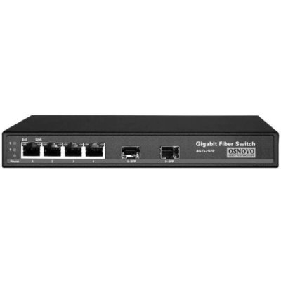 Коммутатор/ OSNOVO Гигабитный коммутатор на 6 портов, 4*10/100/1000Base-T, 2*SFP 1000Base-FX