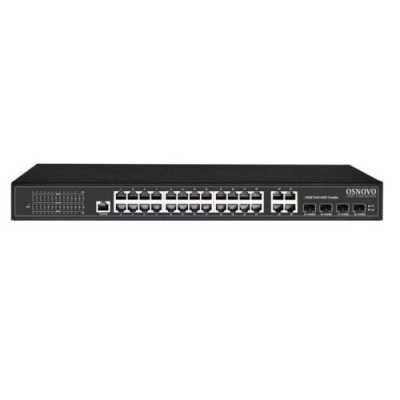 Коммутатор управляемый L2 PoE Osnovo SW-8244/L(400W) Gigabit Ethernet на 24 RJ45 PoE + 4 x GE Combo Uplink, до 30W на порт, суммарно до 400W