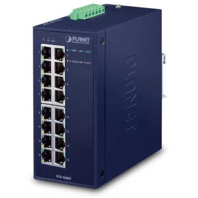 Коммутатор PLANET IGS-1600T IP30 Industrial 16-Port 10/100/1000T Gigabit Ethernet Switch (-40~75 degrees C, dual 12~48V DC/24V AC),UL certified