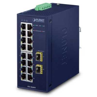 Коммутатор PLANET IGS-1820TF IP30 Industrial 16-Port 10/100/1000T + 2-Port 1000X SFP Gigabit Ethernet Switch (-40~75 degrees C, dual 12~48V DC/24V AC)