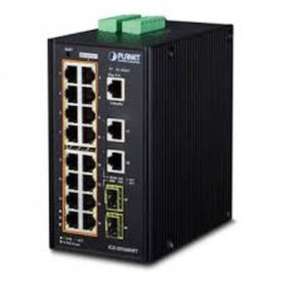 Коммутатор индустриальный PoE IGS-20160HPT для монтажа в DIN-рейку IP30 Industrial L2+/L4 16-Port 1000T 802.3at PoE+ 2-Port 1000T + 2-port 100/1000X SFP Full Managed Switch (-40 to 75 C, dual redundant power input on 48~56VDC terminal block, DIDO, ERPS Ri