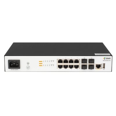 Управляемый коммутатор уровня SNR 2+, 8 портов 10/100/1000Base-T, 4 порта 1/10G SFP+, встроенный БП ~220V AC