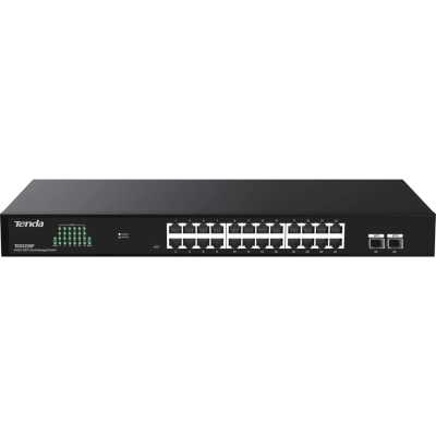 Коммутатор облачный управляемый Tenda TEG2226F, 24x1 Гбит/с, SFP 2x1 Гбит/с, установка в стойку, металлический корпус