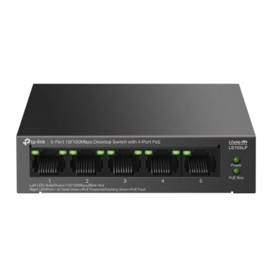 Коммутатор TP-Link LS105LP (L2) 5x100Мбит/с 4PoE 41W неуправляемый