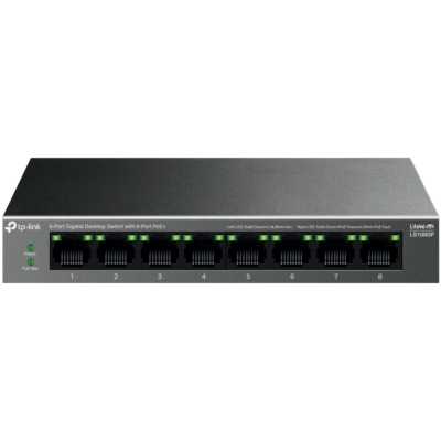 Коммутатор настольный TP-Link LS108GP с 8 гигабитными портами PoE+, 802.3af/at, бюджет PoE — 62 Вт, до 250 метров