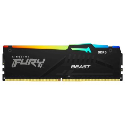 Оперативная память Kingston Fury Beast, DDR5, 32GB (1x32GB), 5600MHz, CL40, DIMM, с радиатором, RGB, черный