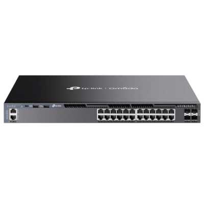 Коммутатор управляемый стекируемый 3 го уровня TP-Link SG6428X Omada с 24 гигабитными портами и 4 портами SFP+