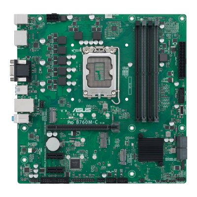 Материнская плата ASUS Pro B760M-C-CSM, LGA 1700, Intel B760, 4xDDR5, 4xSATA, 2xM.2, 1xPCI-E 4.0 x16, 2xPCI-E x1, 1x 1Gb LAN, 2xUSB-A 2.0, 2xUSB-A 3.2 Gen 1, 1xHDMI, 1xVGA, 2xDP, 3x3.5 мм, 7.1, Micro-ATX