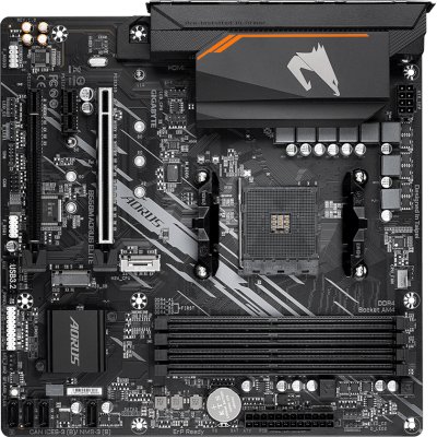 Материнская плата Gigabyte B550M AORUS ELITE, AM4, AMD B550, 4xDDR4, 4xSATA, 2xM.2, 2xPCIe x16, HDMI, DVI, 1xGb LAN, 8xUSB, 3x3.5 мм, 7.1, microATX