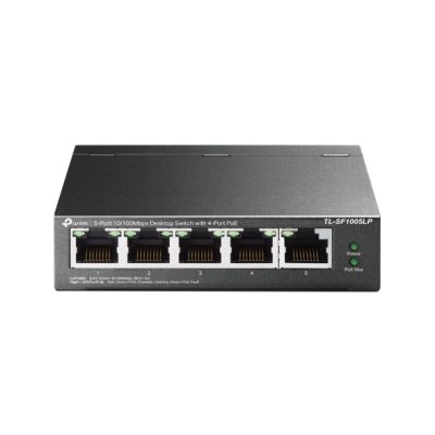 Коммутатор 5-Port 10/100Mbps Unmanaged Switch with 4-Port PoE, meta case, desktop mount, PoE budget 41W.