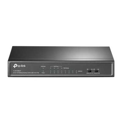 Коммутатор TP-Link 8-Port 10/100Mbps Unmanaged Switch with 4-Port PoE, metal case, desktop mount, PoE budget 41W.