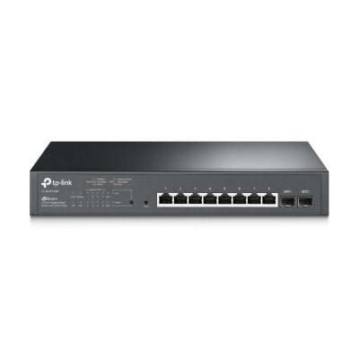 Коммутатор TP-Link JetStream 10-Port Gigabit Smart Switch with 8-Port PoE+, 8× Gigabit PoE+ Ports, 2× Gigabit SFP Slots, 802.3at/af, 150 W PoE Power, 1U 13-inch Rack-mountable Steel CaseIntegration with Omada SDN Controller, 802.1Q VLAN, STP/RSTP/MSTP, IG