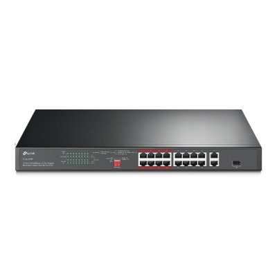 Коммутатор TP-Link 16-port 10/100Mbps + 2-port Gigabit unmanaged switch with 16 PoE+ ports, compliant with 802.3af/at PoE, 150W PoE budget, support 250m Extend Mode, priority mode and Isolation mode, rackmount, plug and play.