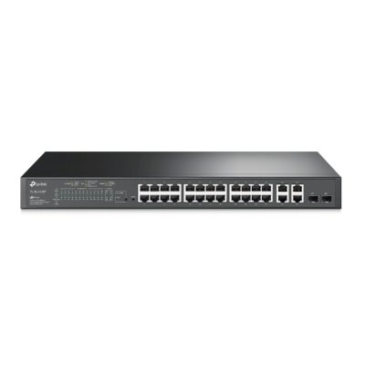 Коммутатор сетевой JetStream 24-port 10/100Mbps + 4-port Gigabit L2 Smart Switch with 24-port PoE+, PoE budget up to 250W, support PoE power management, with abundant L2 features,1U rack mountable, full managed via web UI/CLI/SSH/Telnet/SNMP