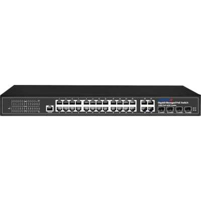 Коммутатор Trassir TR-NS24284C-400-24PoE (L2) 24x1Gbит/с 4xКомбо(1000BASE-T/SFP) 24PoE 400W управляемый