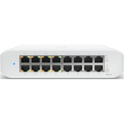Коммутатор Wall-mountable, 16-port, Layer 2 PoE switch with a fanless cooling system.45W total PoE availability