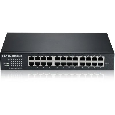 Коммутатор гибридный Smart L2Zyxel NebulaFlex GS1915-24E, rack 19", 24xGE, бесшумный (без вентилятора), автономное/облачное управление
