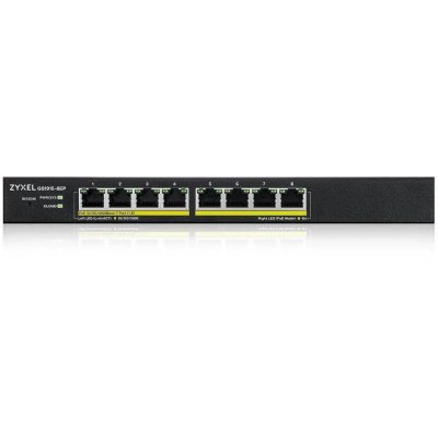 Коммутатор гибридный Smart L2 PoE+ Zyxel NebulaFlex GS1915-8EP, 8xGE PoE+, бесшумный (без вентилятора), бюджет PoE 60 Вт, автономное/облачное управление