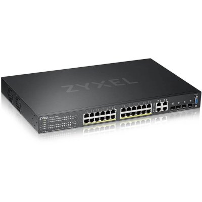 Коммутатор гибридный L2 PoE+ Zyxel NebulaFlex Pro GS2210-28HP, rack 19", 24xGE PoE+, 4xCombo (SFP/RJ-45), бюджет 375 Вт, автономное/облачное управление