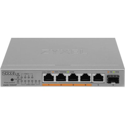 Коммутатор Zyxel XMG-105HP-EU0101F (L2) 5x2.5 Гбит/с 1SFP+ 4PoE++ 70W неуправляемый